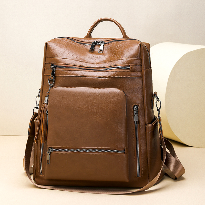 Leather Backpack Vintage - Set zaino effetto pelle vintage multifunzione